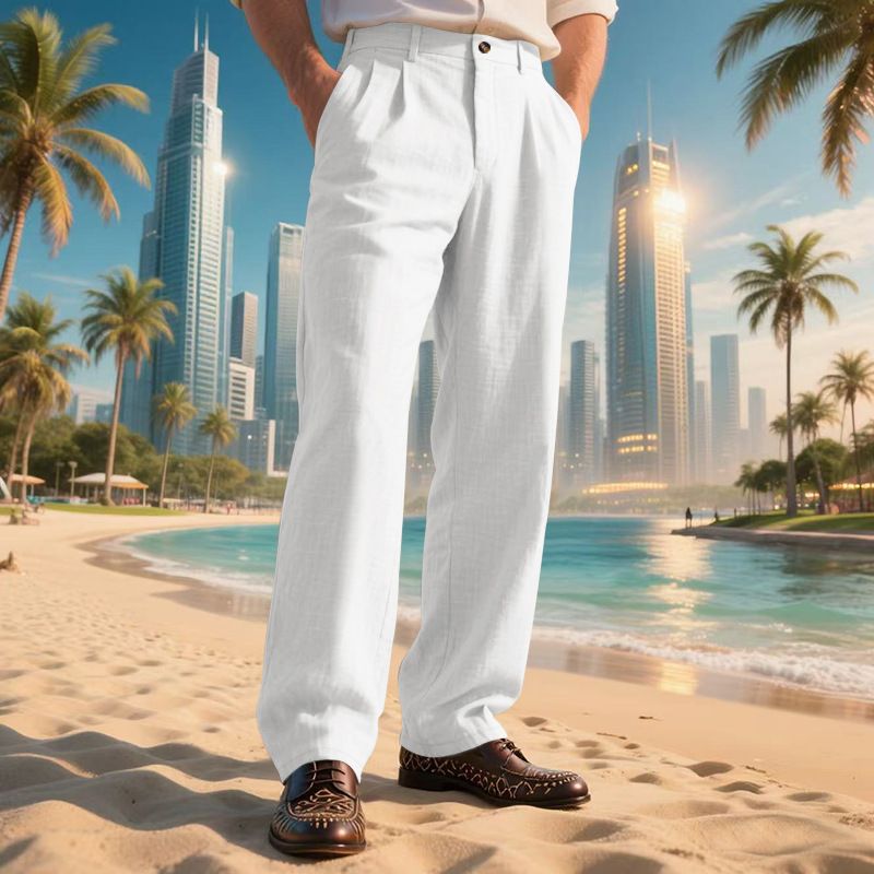 Herrenbekleidung Herren Freizeithose Sommer Dünne Lose Gerade Business Anzughose Herren_voghion.com