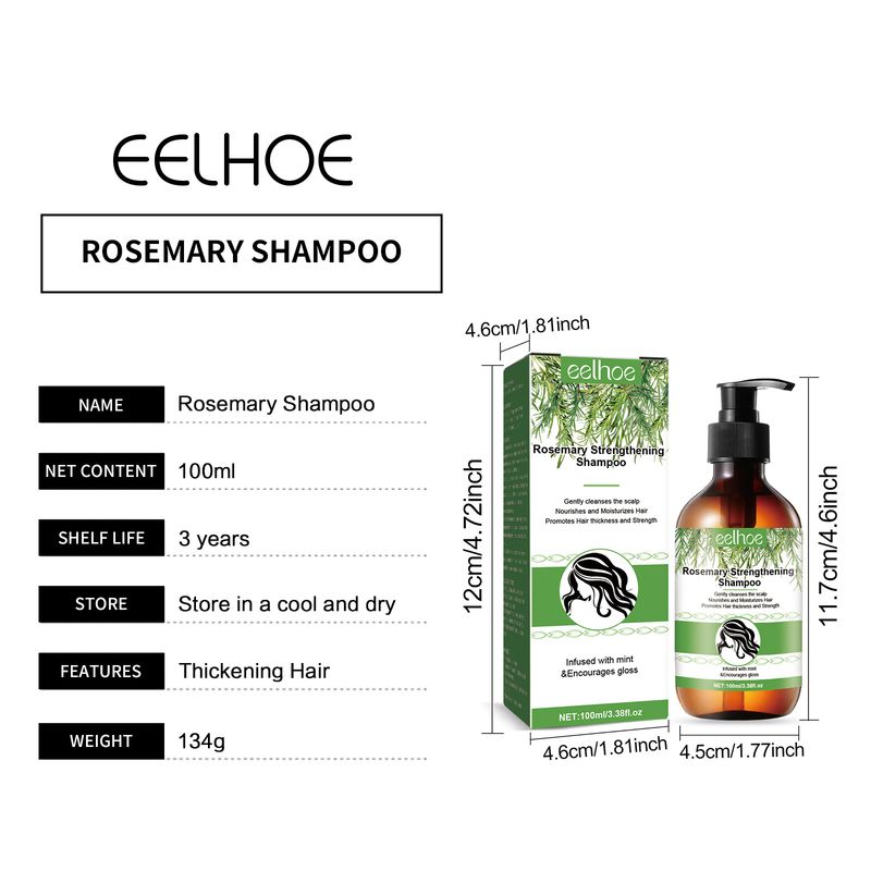 Rosmarin-Shampoo, Haarwachstum, Tiefenreinigung, Kopfhautbehandlung, Ölkontrolle, Stärkung der Haarwurzeln, Anti-Haarausfall-Shampoo, 100 ml_voghion.com