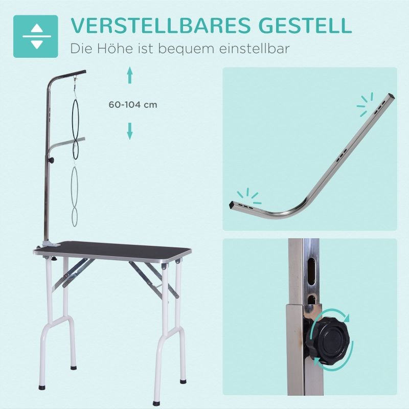 Klappbarer Trimmtisch für Tierpflege, Metall, 81x48,5x80 cm, Schwarz_voghion.com