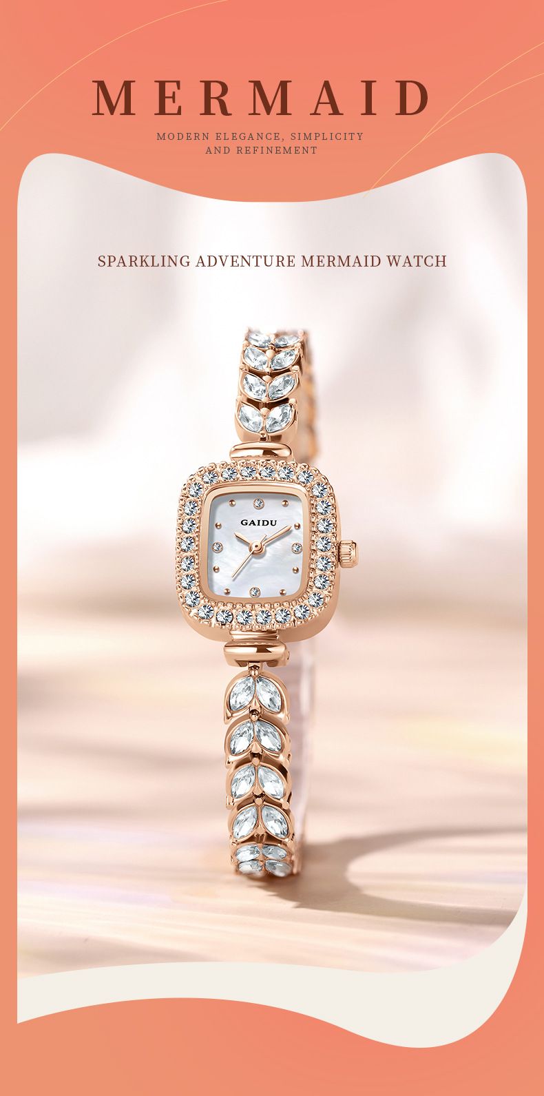Elegant Square Diamond Accent Quartz Watch For Women - Stainless Steel & Alloy Band, Water Resistant, Fashionable Jewelry Clasp_voghion.com