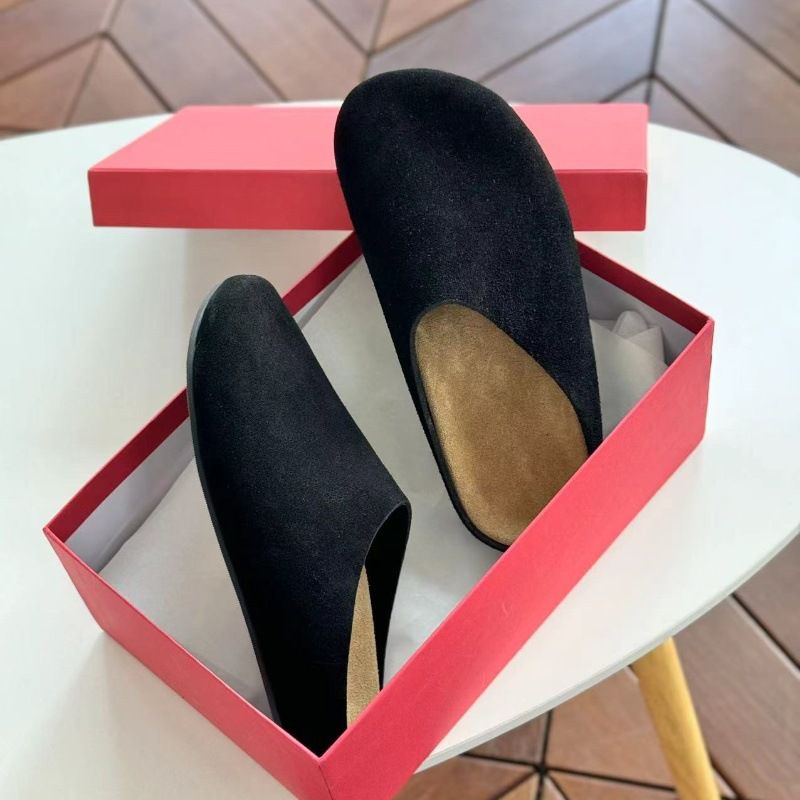 No Standard 2025 New Shoes, Women's Genuine Leather Bag, Half Slippers, Flat Bottom For Wearing, Lazy Person, One Foot,_voghion.com