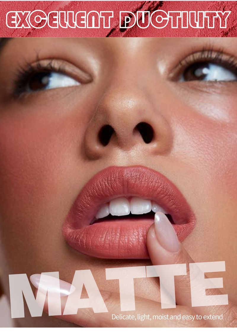 HANDAIYAN Matte Lip Mud, langdurig en waterdicht, voor twee doeleinden geschikt, voor lippen en wangen, fluweelzachte textuur voor een soepele applicatie_voghion.com