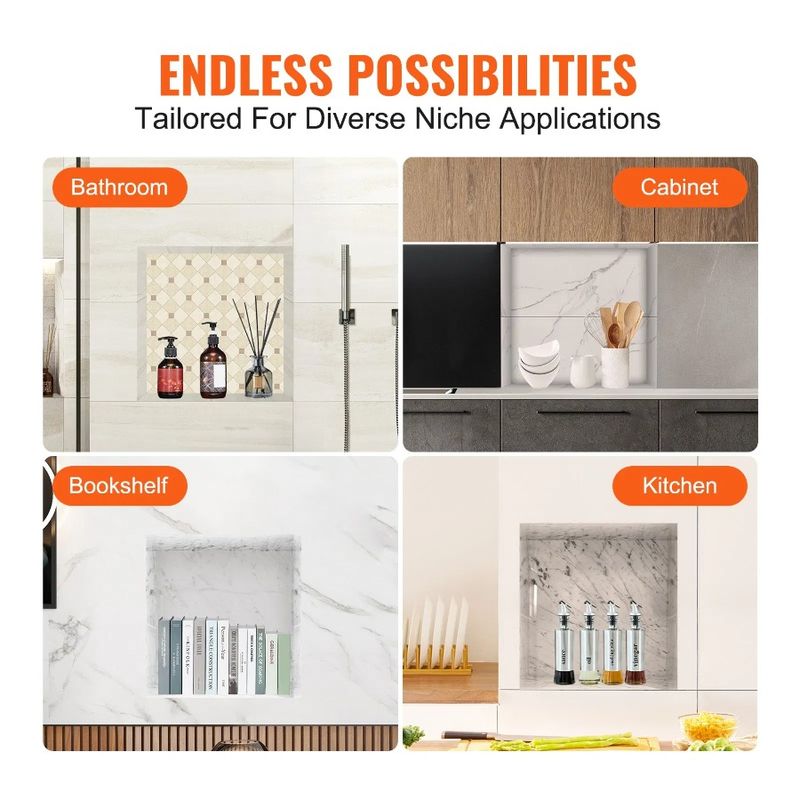 Wall-inserted Protection X Recessed Niche Corners Square Single Ready Shelf Moder Shower For Sealed 16 Organizer 16 Niche Tile_voghion.com