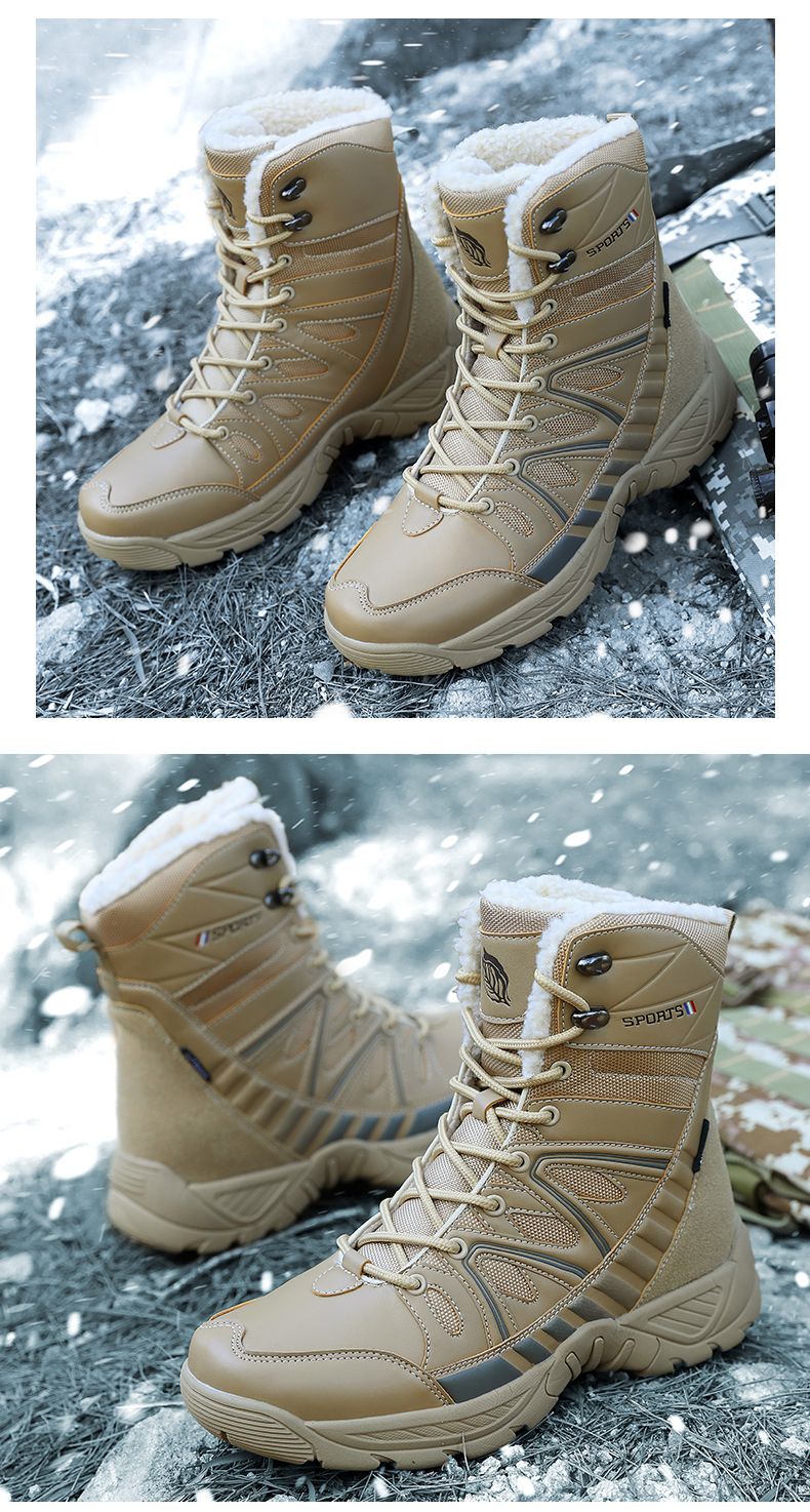Brand Warm Plush Snow Boots High Top Waterproof Men's Boots Winter Desert Boots Outdoor Anti-Slip Ankle Boots Combat Army Boots_voghion.com
