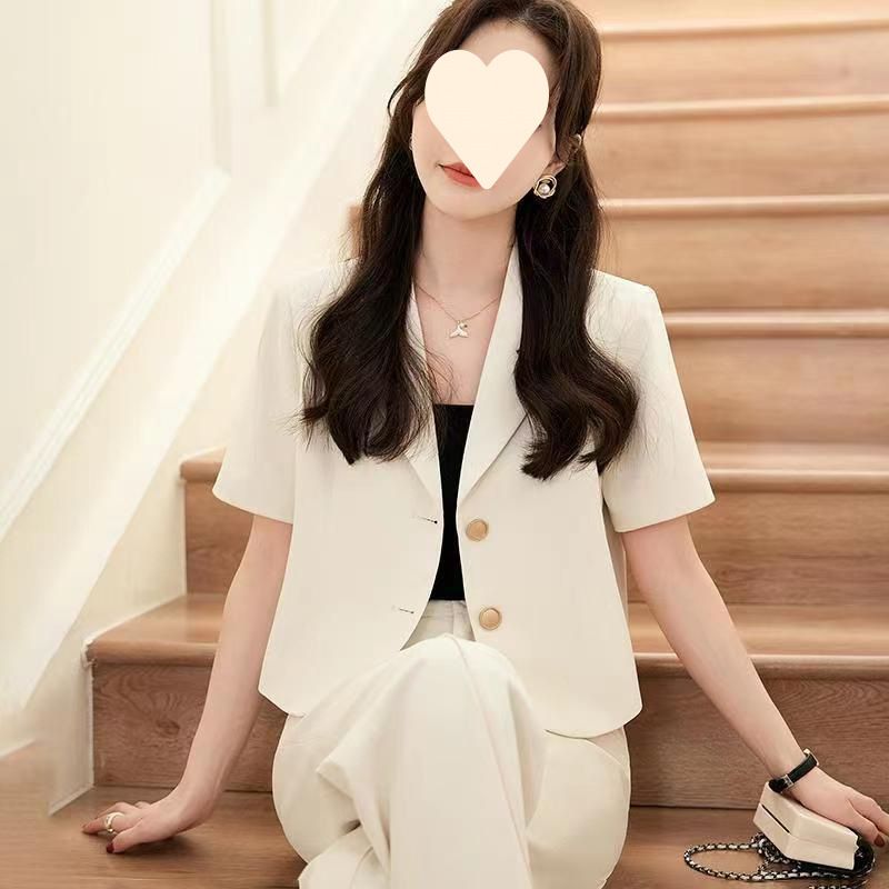 Petite Women's 2025 New Summer Sleeve Commuter Single Piece High-End Short Blazer_voghion.com