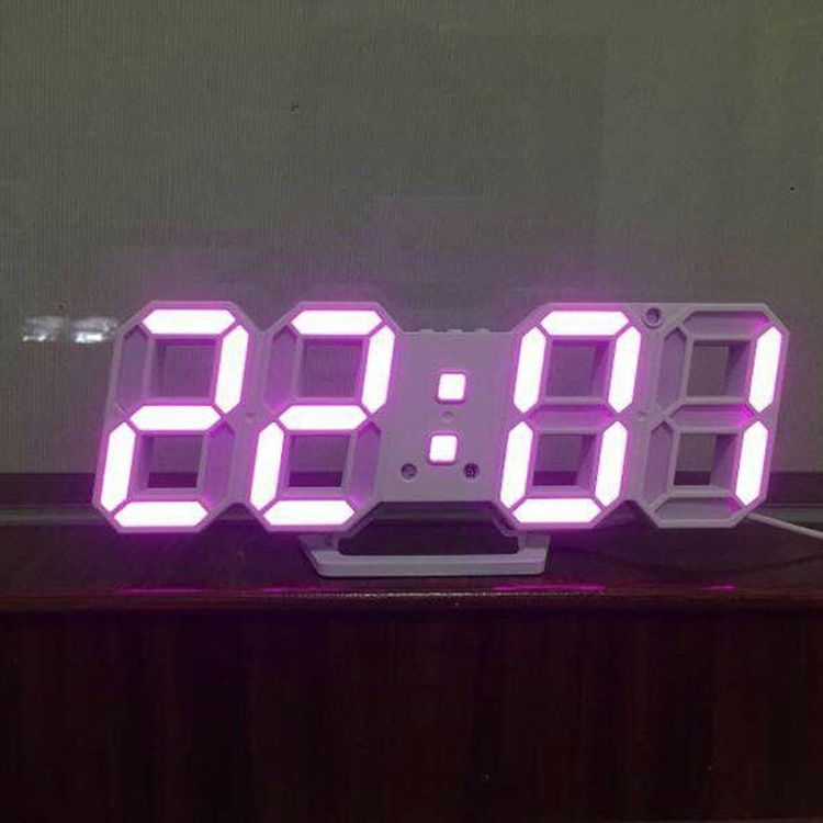 Orologio digitale a LED con rilevamento automatico e display 3D, multifunzione, doppio uso da parete/tavolo, 12 opzioni di colore_voghion.com