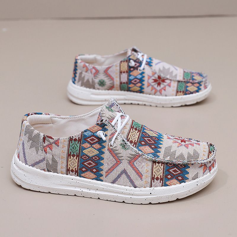 Bohemian style couple canvas casual lightweight loafers, men's and women's cloth shoes, Canvas Loafers_voghion.com