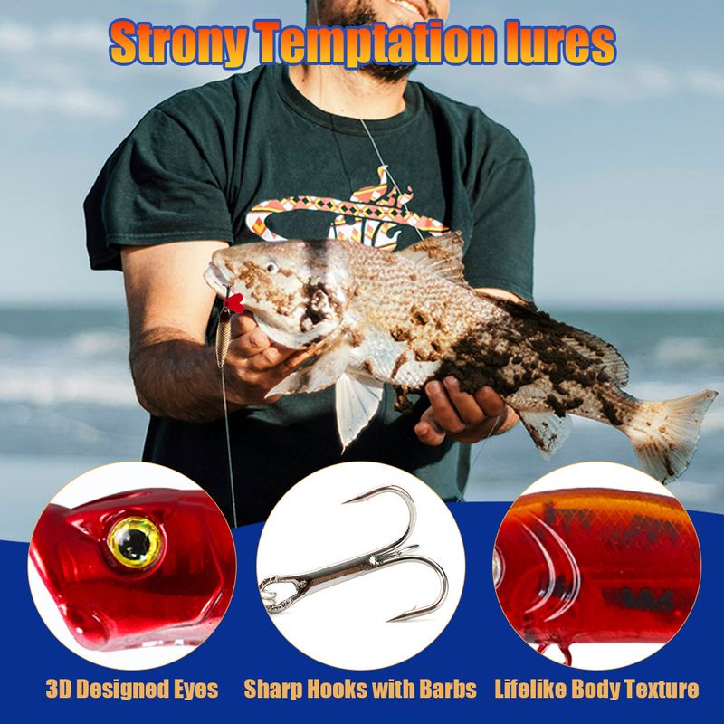 465g 24-Piece Fishing Plastic Bait Lure Tractor Minnow Christmas Gift Set_voghion.com