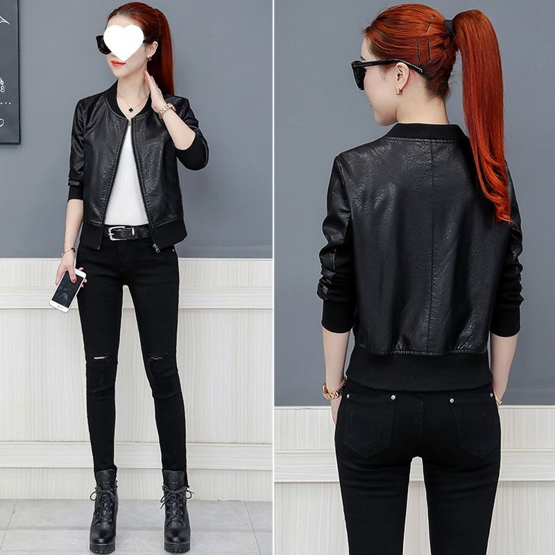 Veste de baseball courte et décontractée en cuir pour femme, nouvelle version coréenne, ample et slim, printemps-automne 2025_voghion.com
