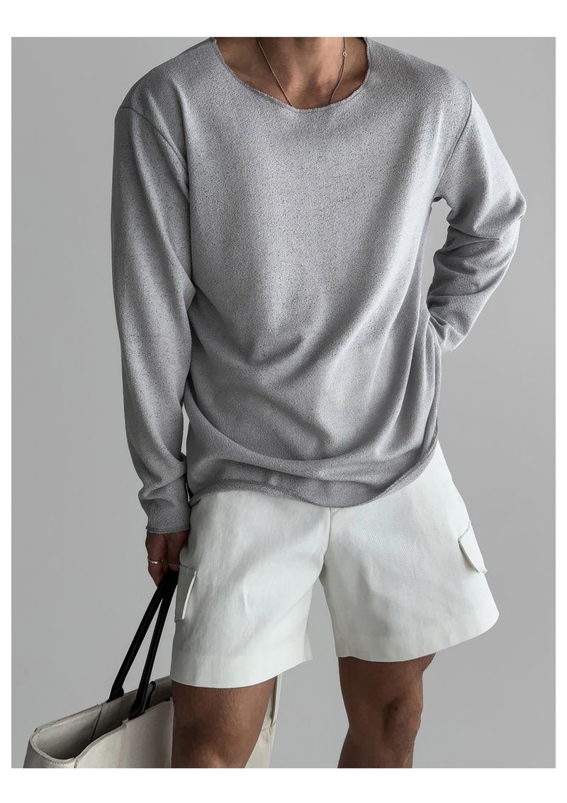 Lightweight Breathable Sunscreen Long Sleeved Knitted T Shirt Men's Summer American Style Casual Loose T Shirt_voghion.com