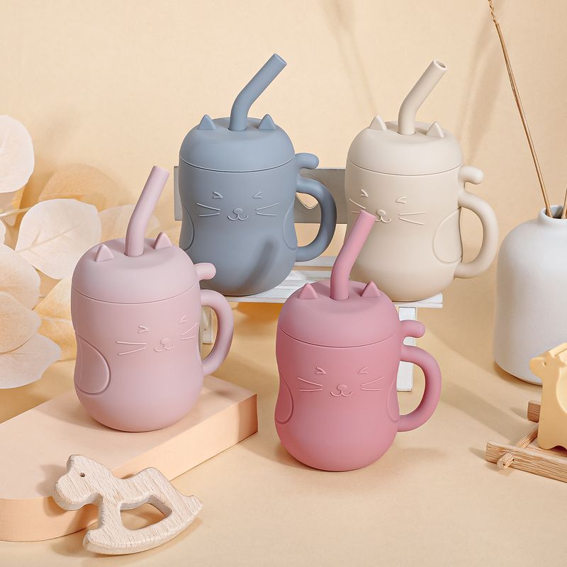 150ML 1PC Silikon Baby Fütterung Stroh Tasse Kind Lernen Fütterung Flasche Anti-Hot Auslaufsicher Geschirr Kleinkind Drinkware wasser Bottl_voghion.com