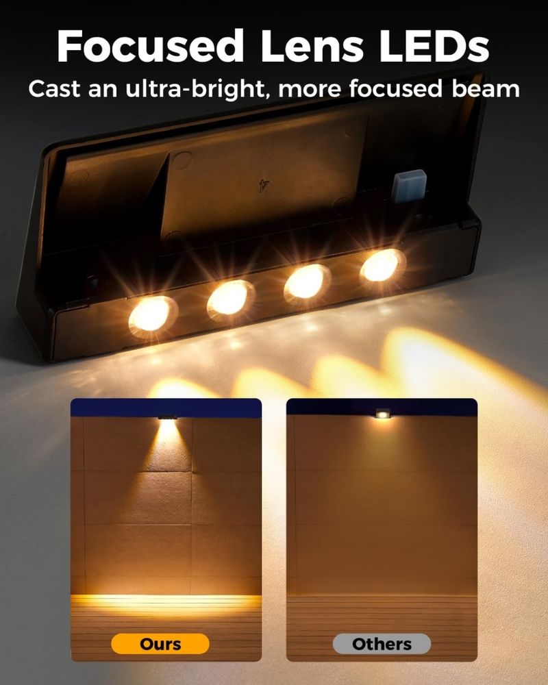 2er-Pack Solar-Wandleuchten, 4 LED-Solar-Zaunleuchten, wasserdichte Solar-Deckleuchten für den Außenbereich, Wandleuchten für Zaunpfosten, Hofwege_voghion.com