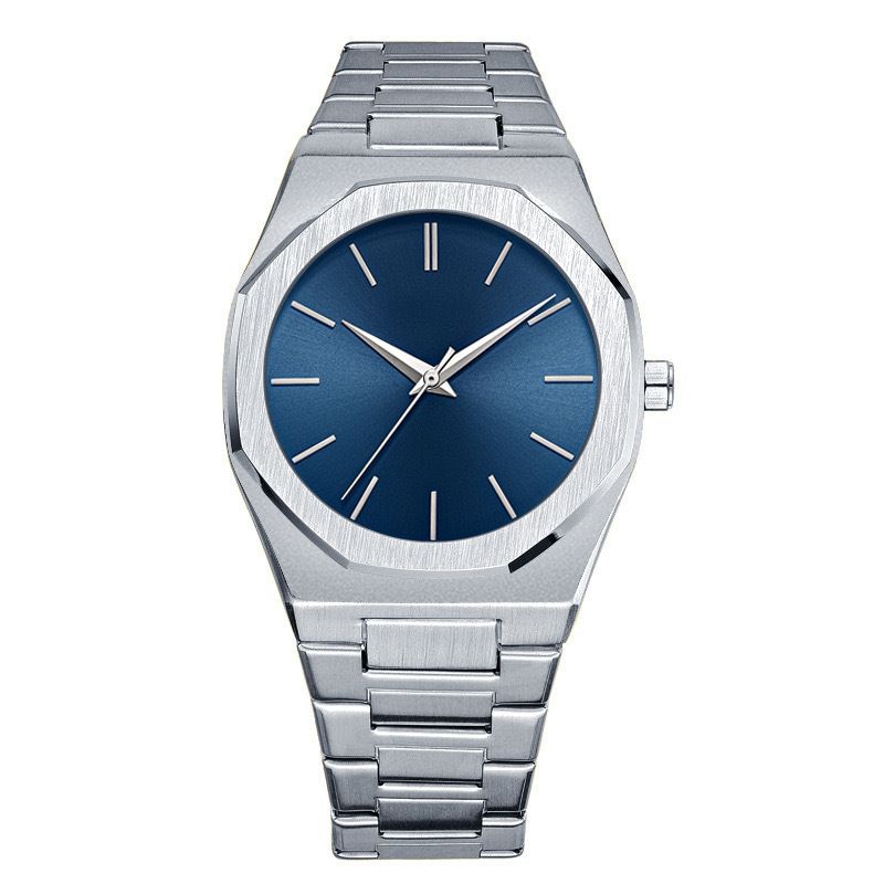 New Men's Waterproof Stainless Steel Butterfly Double Snap Quartz Watch Ultra-Thin Simple Diamond-Shaped Wristwatch_voghion.com