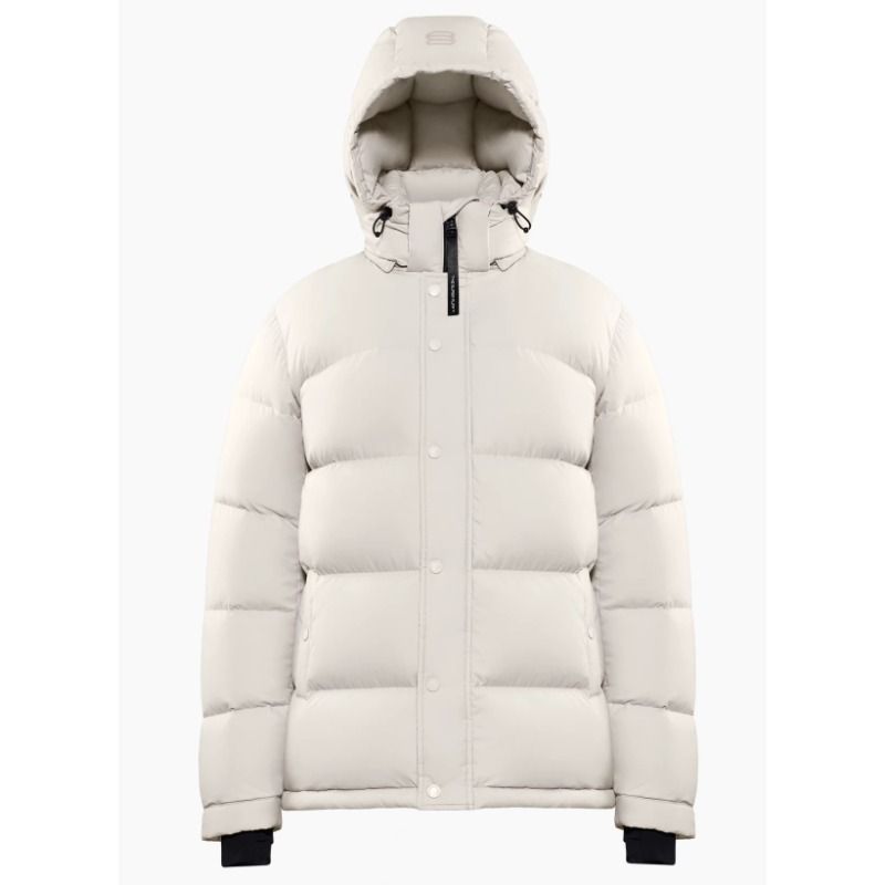 Modern Taupe Warm White Duck Down Short 5-Grid Puffer Jacket Coat_voghion.com