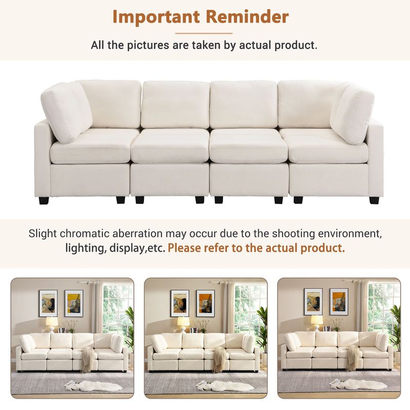 103" Sectional Sofa Couch Sofa Bed U-shaped Sofa With Two Movable Ottoman And Three USB Ports For Living Room_voghion.com
