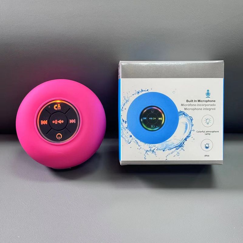 Enceinte Bluetooth sans fil portable et étanche avec LED colorées et ventouse pour salle de bain_voghion.com
