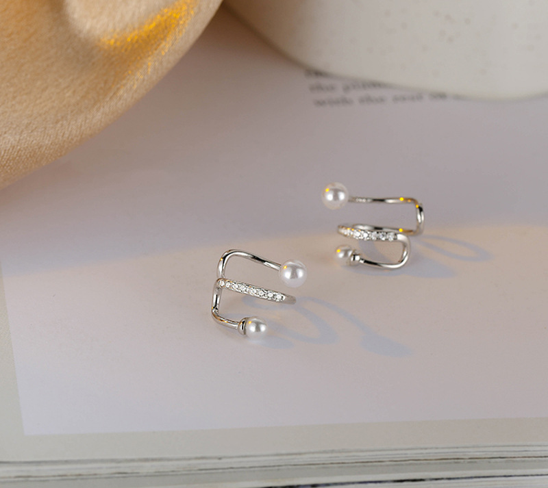 Sterling Sier VENUS Fashion Pearl Double Line Ear Bone Clip Orecchini da donna Nessun foro Orecchio Clip Gioielli Anelli Si_voghion.com