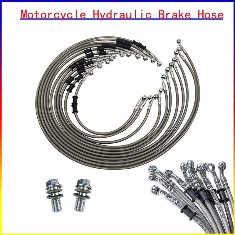 Manguera de freno trenzada de 300 mm a 2200 mm para embrague hidráulico M10 de 28 ° Banjo y tubo para motocicleta universal_voghion.com