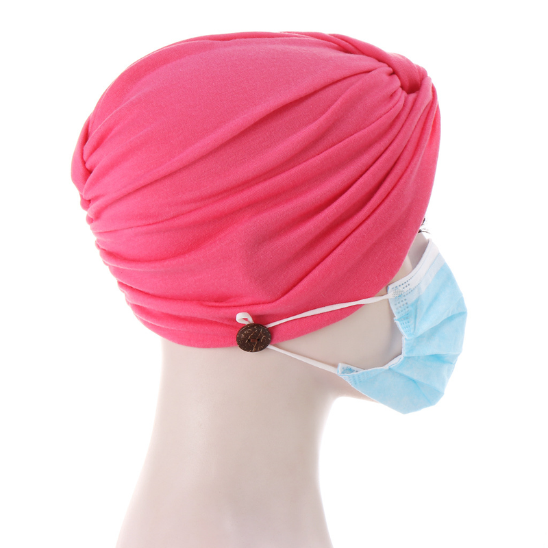 Sieviešu cepures jauna pretžņaugšanās turbāna cepure ar pogu, savīta musulmaņu turbāna cepure noliktavā_voghion.com