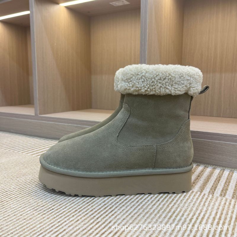 Henan Sangpo Sheepskin Mid-Calf Thick-Soled Curly Martin Snow Boots With Cotton And Thickened Wool Wedge Heel For Warmth_voghion.com