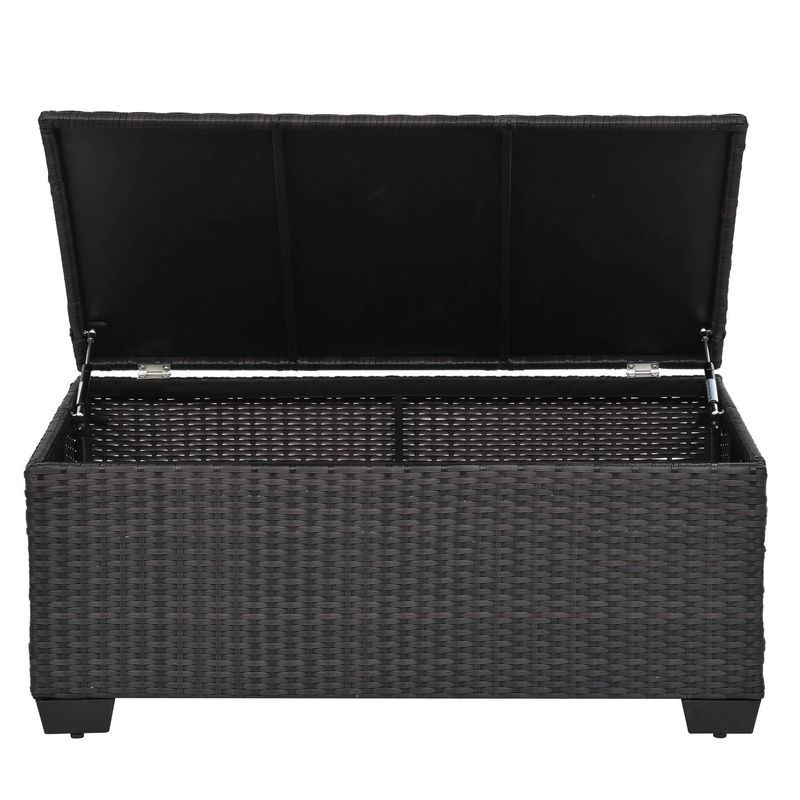 10 Piece PE Rattan Patio Furniture Set, Sectional Sofa Set, Outdoor Patio Furniture Set With Cushions & Tempered Glass Coffee Table_voghion.com