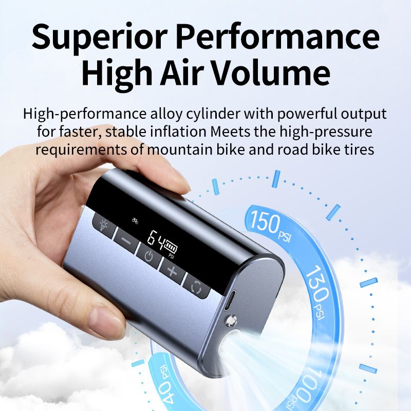 Pompa per bicicletta portatile, gonfiatore wireless per pneumatici da 120 PSI_voghion.com