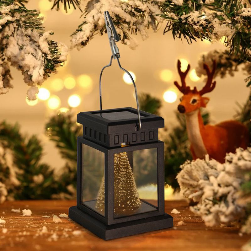 Solar LED Christmas Tree Lanterns – Waterproof Outdoor Hanging Lights For Garden, Patio & Festive Decor (6-Hour Runtime, Warm Yellow Flashing)_voghion.com