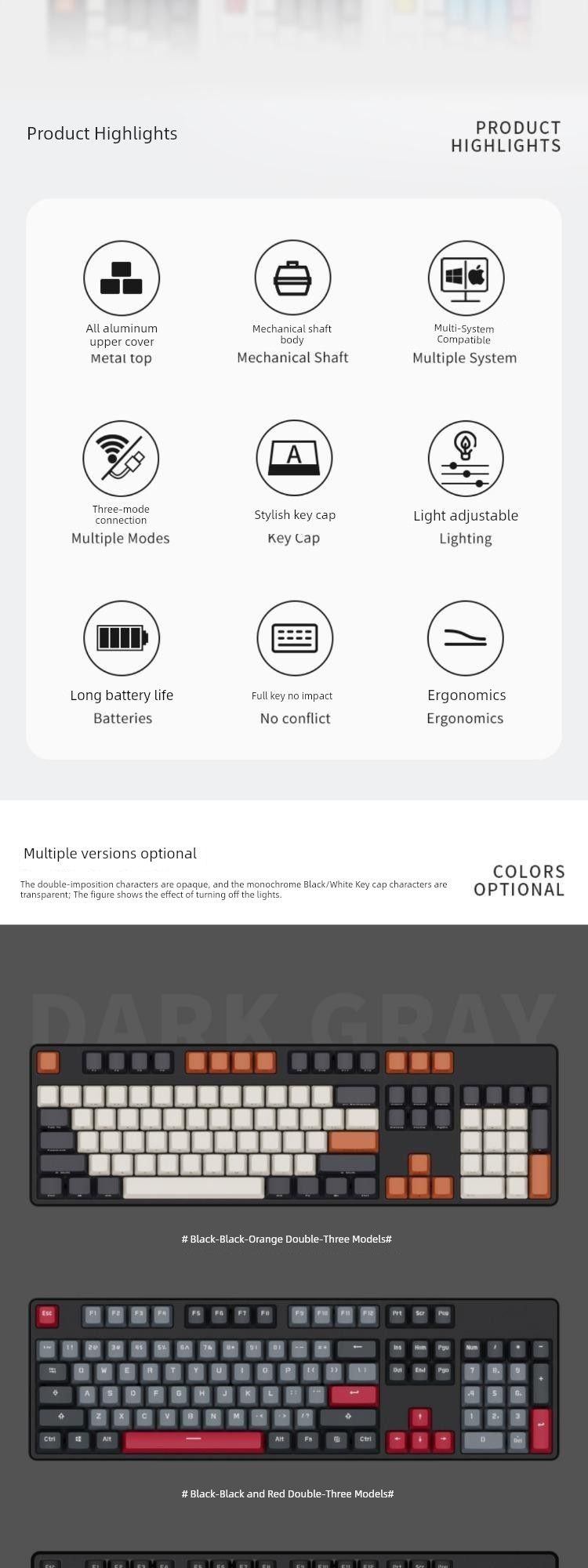 Three-Model Customized Thermal Plug Nical Keyboard_voghion.com