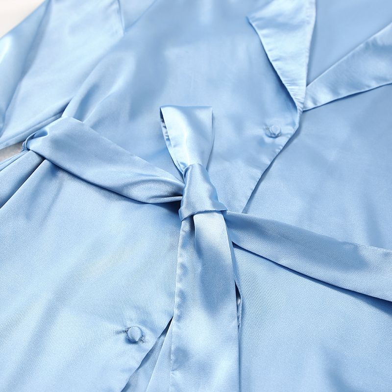 Abbigliamento donna camicia da notte pantaloni larghi e comodi seta casual signore casa vestiti abito francese_voghion.com