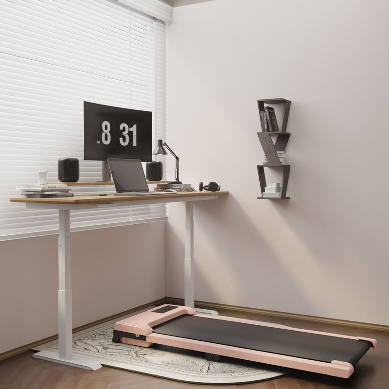 Walking Pad With Quiet 2.0 HP Brushless Motor, Countdown Modes, Spacious Running Area, 220 Lbs Weight Capacity For Home Or Office Workouts, 3 In 1 Portable Treadmill Walking, Pink_voghion.com