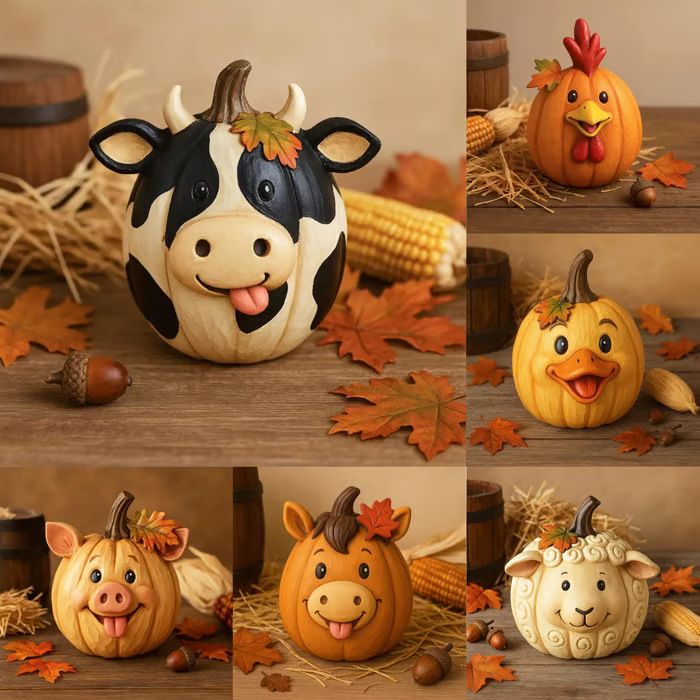 Figurines Animaux de la Ferme Statue Citrouille Halloween Automne Ornement_voghion.com