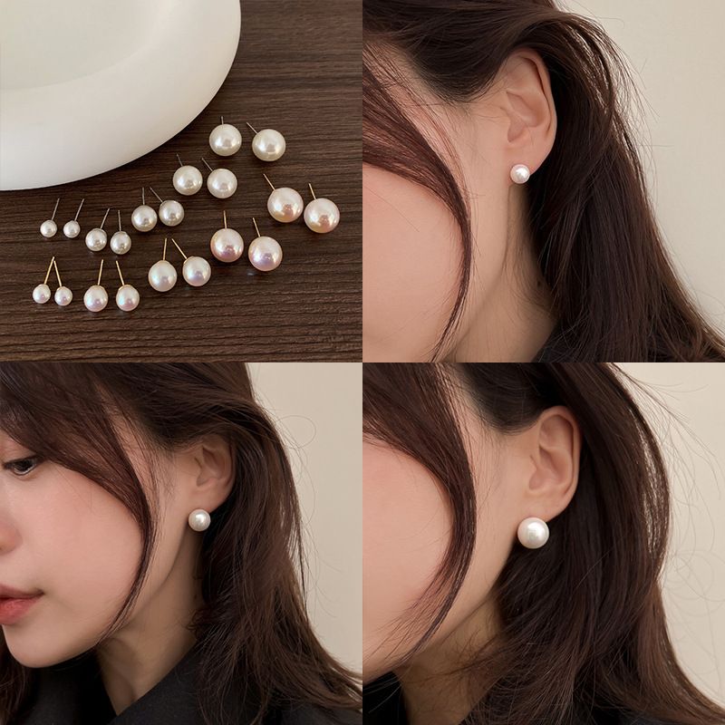Minimalistische kalte Perle für Frauen im französischen Hepburn-Stil, einfache, vielseitige und elegante Ohrringe, Ohrschmuck für Internet-Berühmtheiten_voghion.com