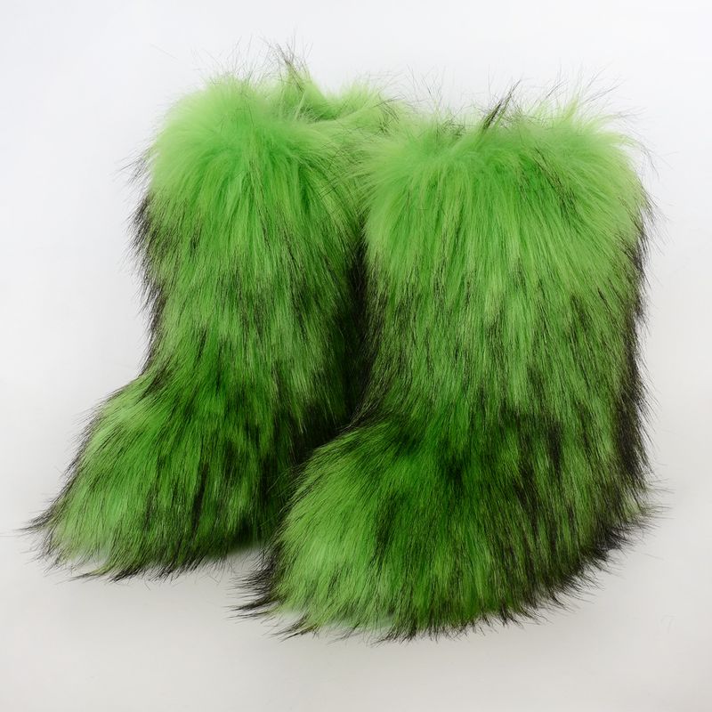 Waschbär Fuchs Y2K Schnee Mid-Calf Damen Winter Pelzstiefel_voghion.com