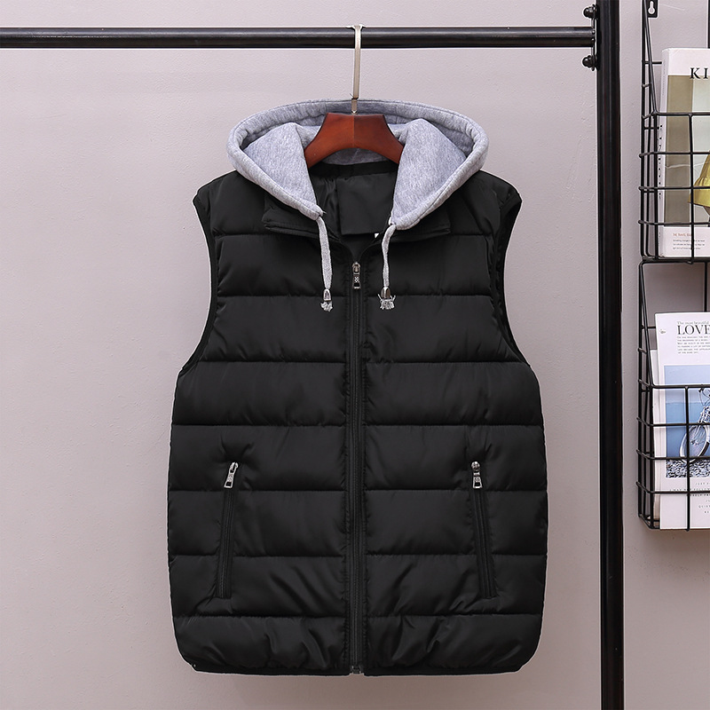 Down cotton for autumn and winter, men's outerwear warm hooded vest, oversized trendy brand camisole, female vest_voghion.com