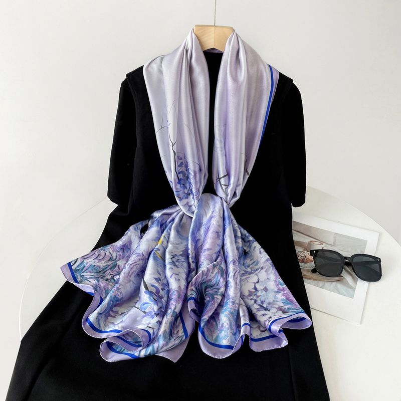 Spring and summer new 180 * 90 silk floral design shawl breathable sunscreen daily casual elegant temperament scarf_voghion.com
