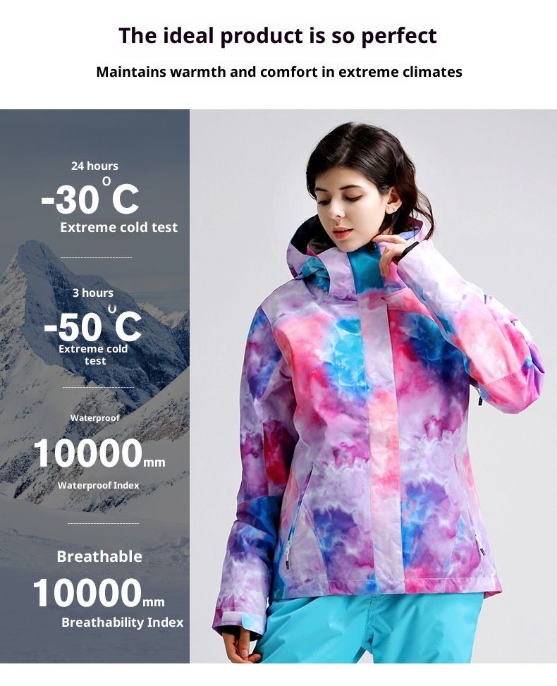001 Gsousnow Anzug für Damen, Snowboard- und Skianzug, wasserdicht, winddicht, warm, atmungsaktives Oberteil, Outdoor-Skijacke_voghion.com