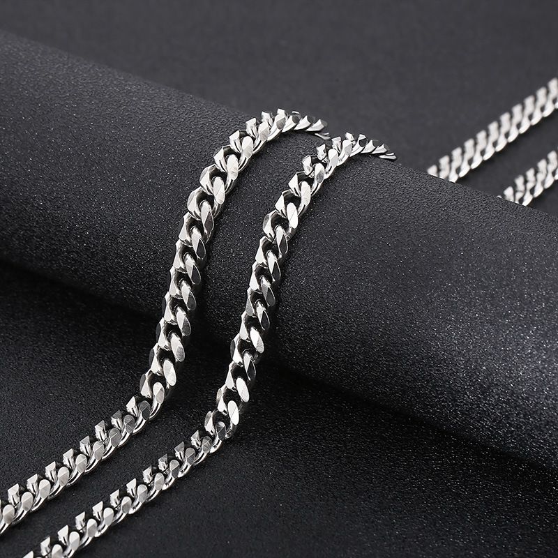 Eenvoudige stijl effen kleur titanium stalen ketting herenketting_voghion.com
