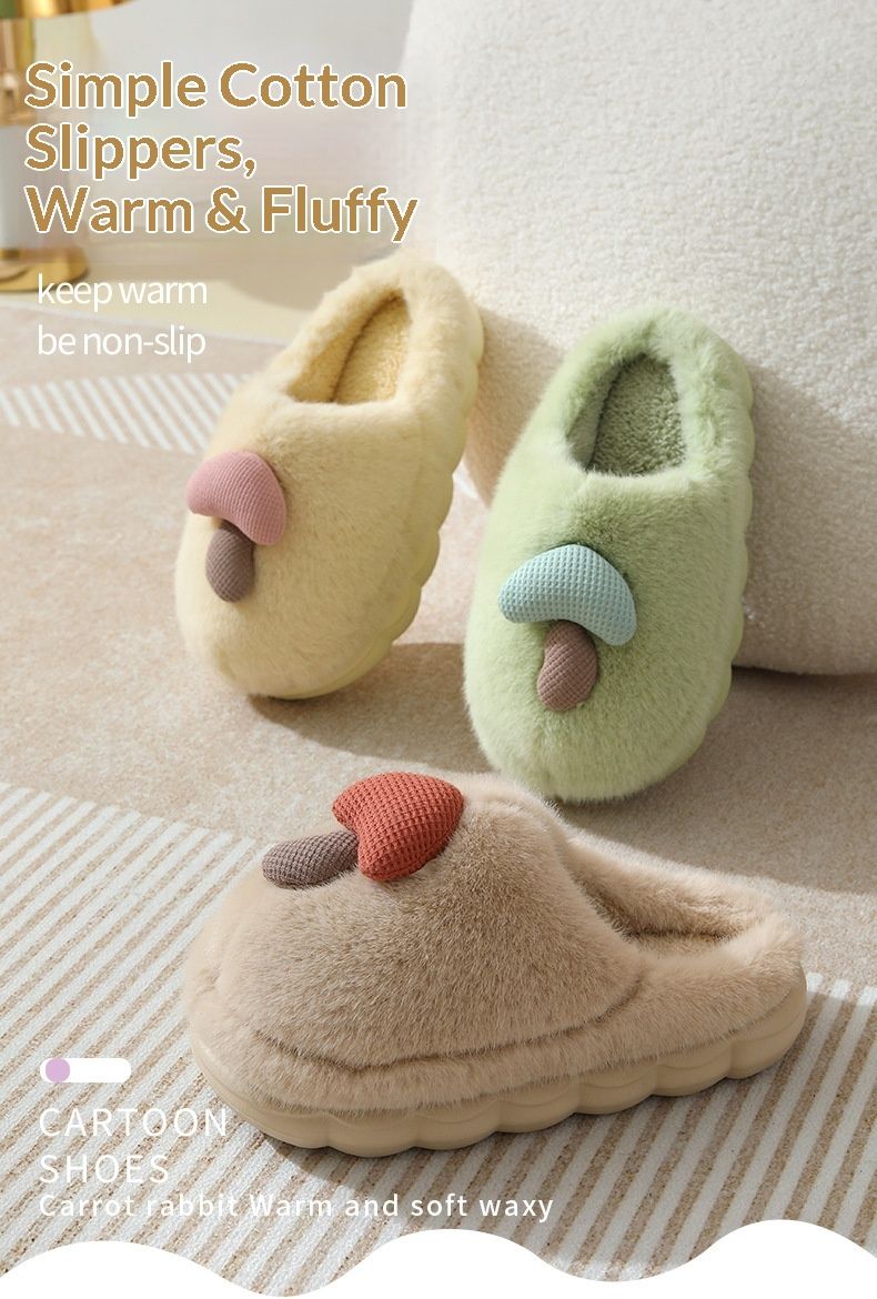 Voyage Chaussures de plage en coton original à semelle épaisse pour l'automne et l'hiver, style champignon, pour femmes et couples, antidérapantes, pour la maison, parents et enfants, en EVA._voghion.com