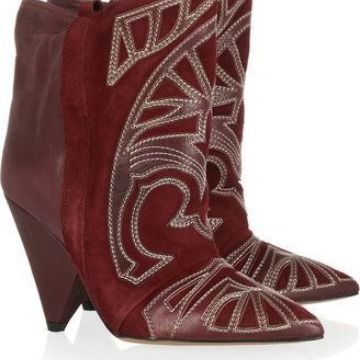 Laser Embroidered Slip-On Wedge Heel Ankle Winter Fashion Short Boots_voghion.com