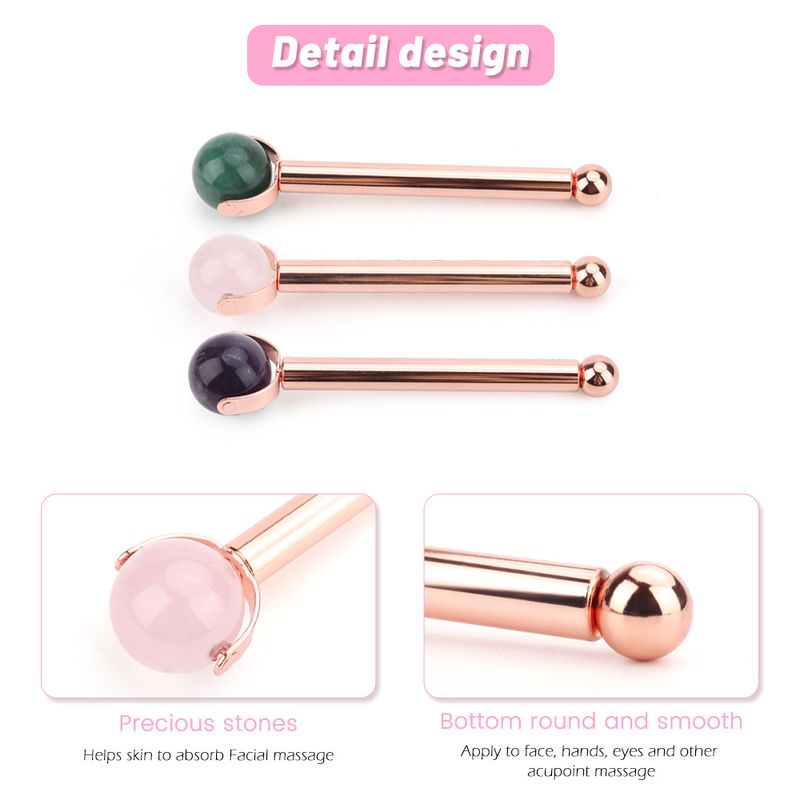 1 rouleau de massage en boule de jade pour le visage et les yeux, en quartz rose naturel, aventurine, améthyste, anti-rides, soins de la peau, beauté_voghion.com