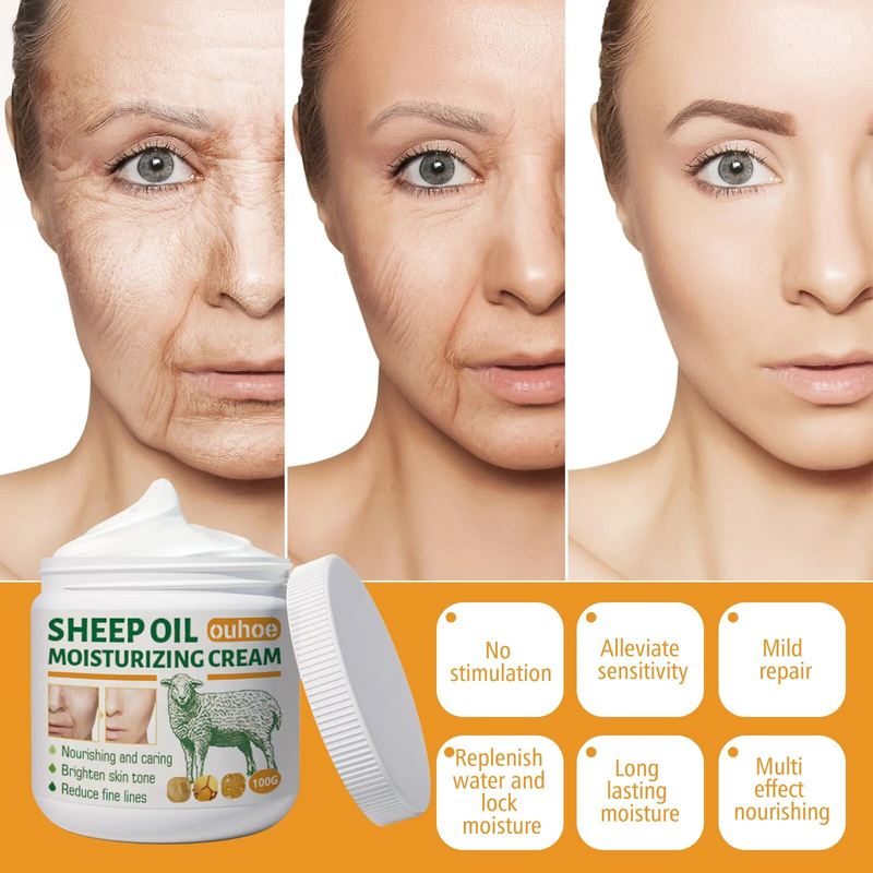 Schapen Moisturizing Cream zachte, vochtige, verstevigende Moisturizer hydraterende, hydraterende huidvergrendeling water om rimpels te verminderen_voghion.com