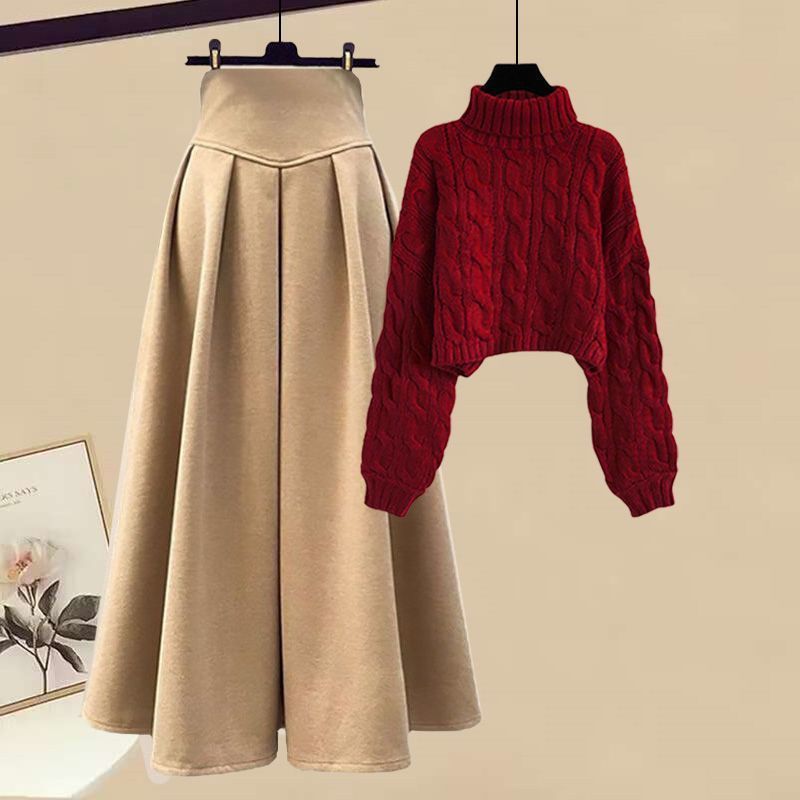 Abbigliamento donna completi invernali da donna, top larghi in due pezzi, gonne eleganti e attillate, completi in due pezzi_voghion.com