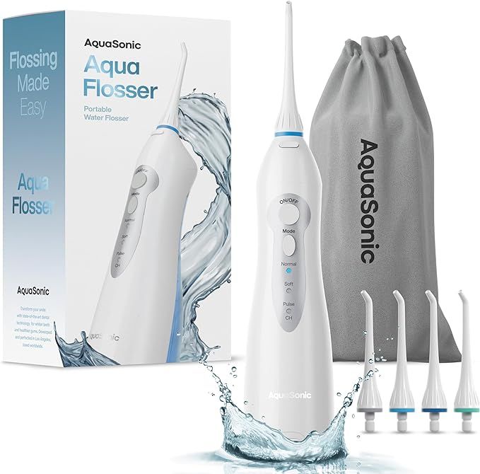 Aquasonic Aqua Professional Rechargeable Water Flosser with 4 Tips Oral Irrigator w/ 3 Modes_voghion.com