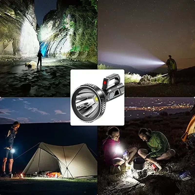 Nuova torcia LED ad alta potenza, lanterna da pesca impermeabile, torcia ricaricabile tramite USB, potente faretto, lampada da campeggio_voghion.com
