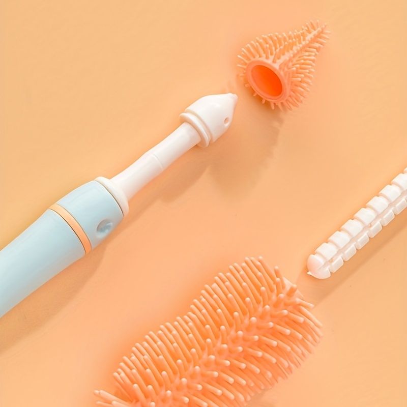 Set portatile 6 in 1 per la pulizia dei biberon con scolapiatti, 2 spazzole in silicone per biberon, spazzola con cannuccia, spazzola per capezzoli e scatola portaoggetti_voghion.com