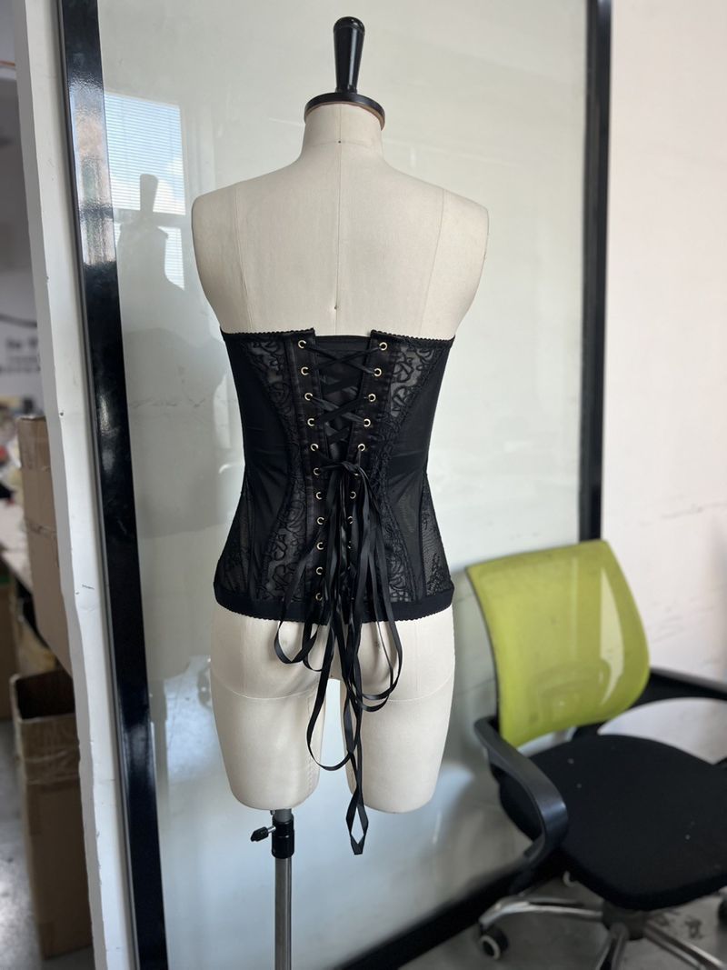 Sexy bustier in pizzo, top estivo senza spalline, stile dolce e fresco per donna, taglie S/M/L, nero e beige_voghion.com