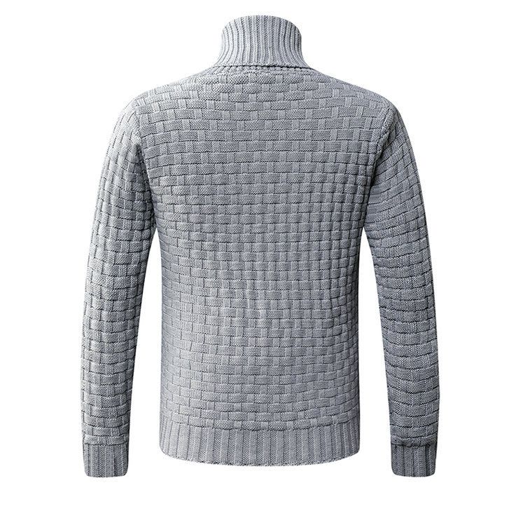 Suéter casual masculino de malha - Pulôver de inverno com caimento solto e gola xale, mistura de lã de coelho lavável à máquina_voghion.com