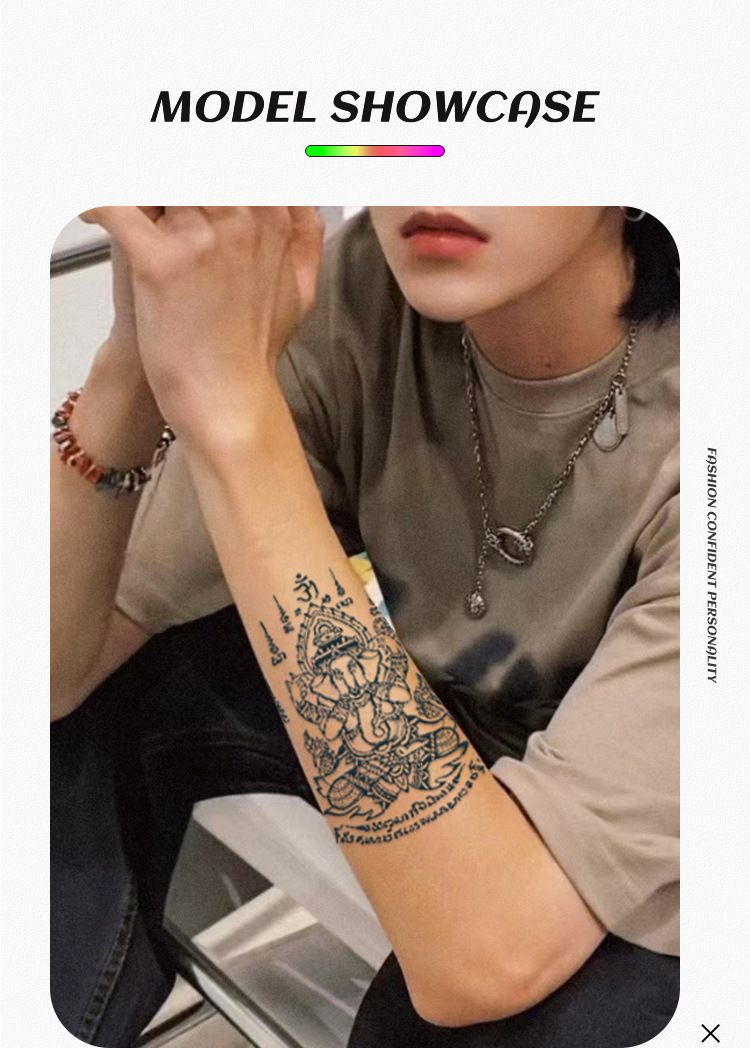 Sanskrit & Tibetan Temporary Tattoo Stickers – Waterproof Fake Tattoos For Arms & Belly, Realistic Semi-Permanent Design, Luxury Boho Style_voghion.com