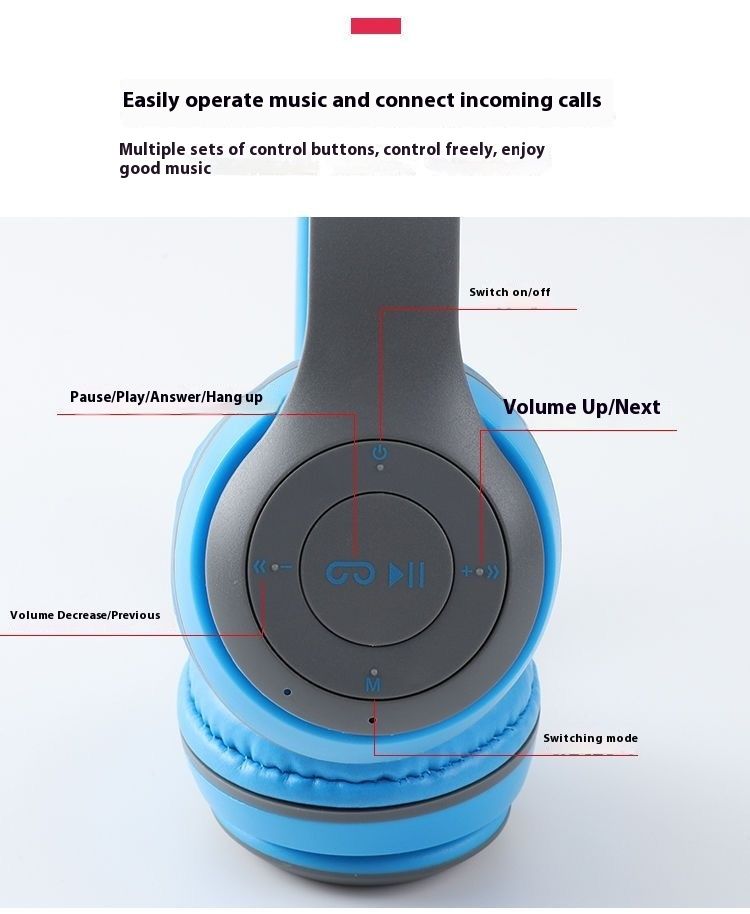 P47 2019 Mobile trådløse Bluetooth hovedbårne subwoofer-øretelefoner_voghion.com
