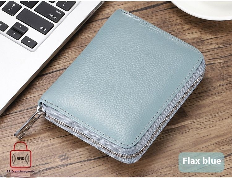 RFID Organ Card Bag Men's And Women's Passport Bags Organ Card Head Cover Layer Cowhide ID Card Holder Large Capacity Card Clip_voghion.com